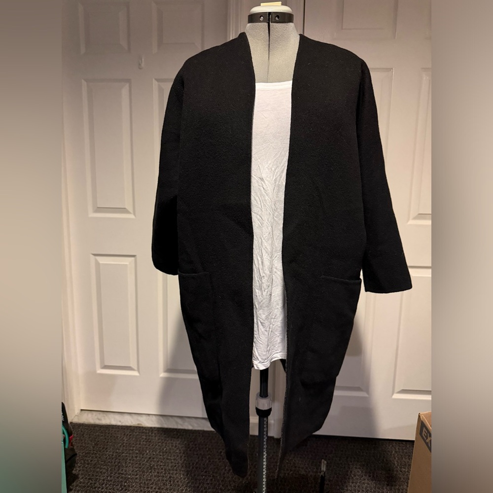 VINCE reversible wool black/grey open coat